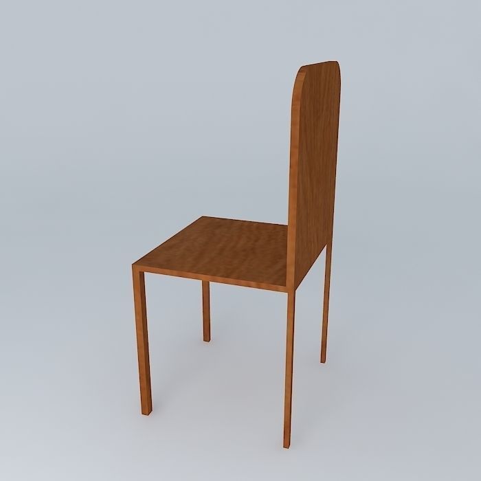 Plain Wooden Chair 3D model_1