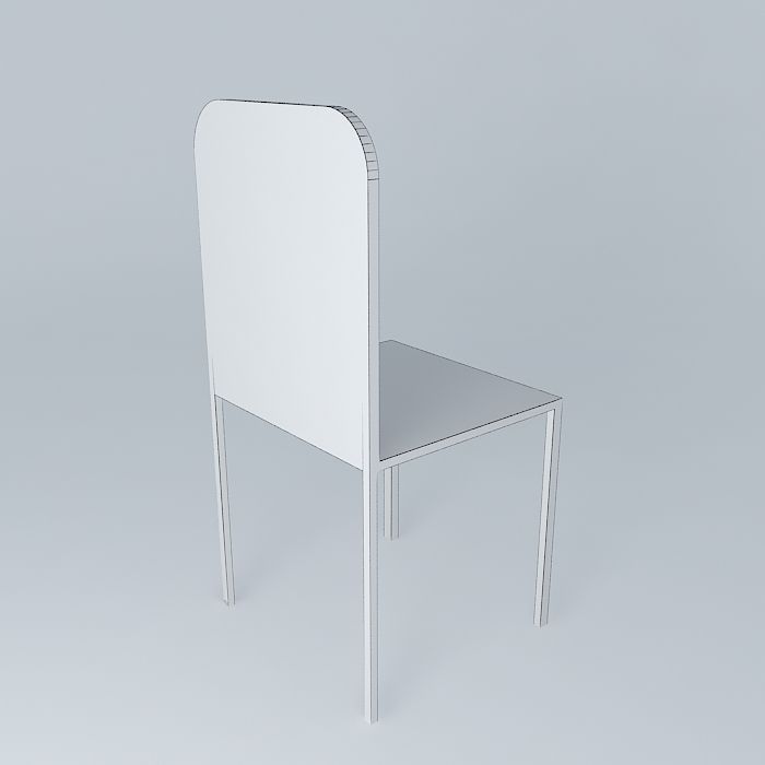 Plain Wooden Chair 3D model_3