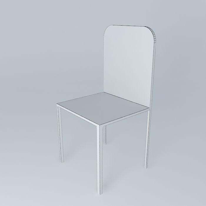 Plain Wooden Chair 3D model_4