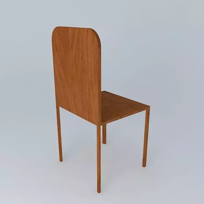 Plain Wooden Chair 3D model_0