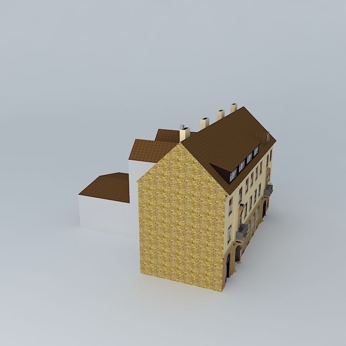 Old Office Building Europe Low-poly 3D model_1