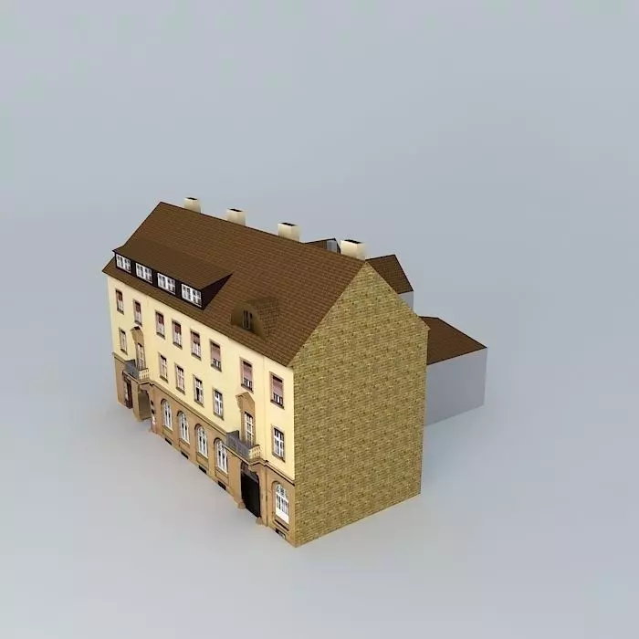 Old Office Building Europe Low-poly 3D model_0