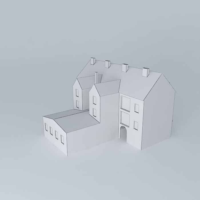 Old Office Building Europe Low-poly 3D model_4
