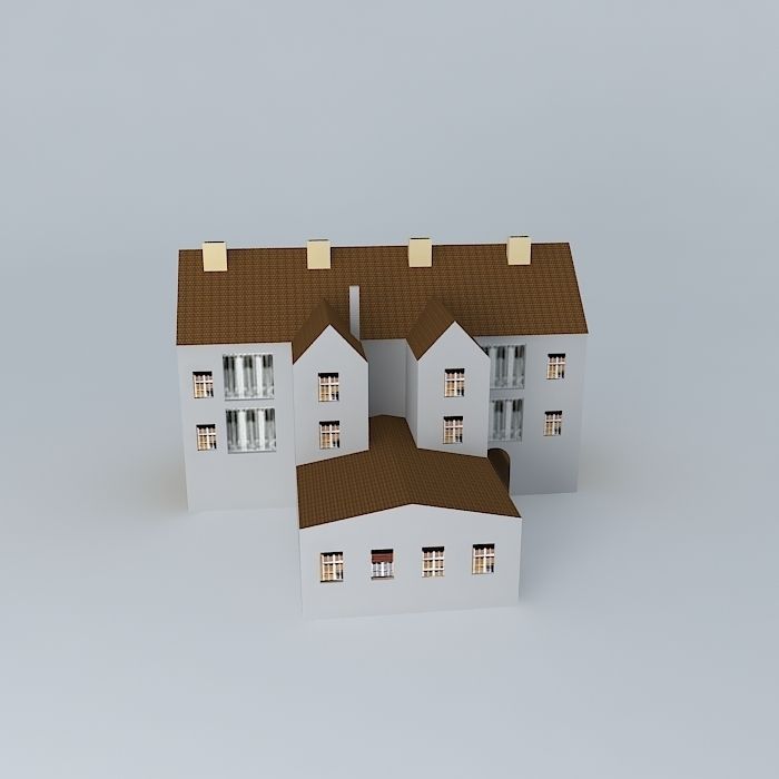 Old Office Building Europe Low-poly 3D model_2