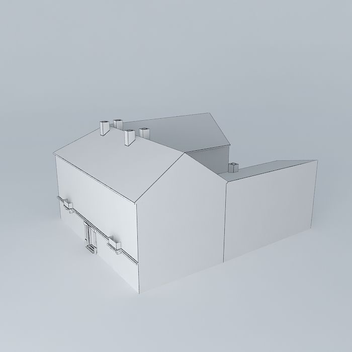 Old Office Building Low-poly 3D model_3