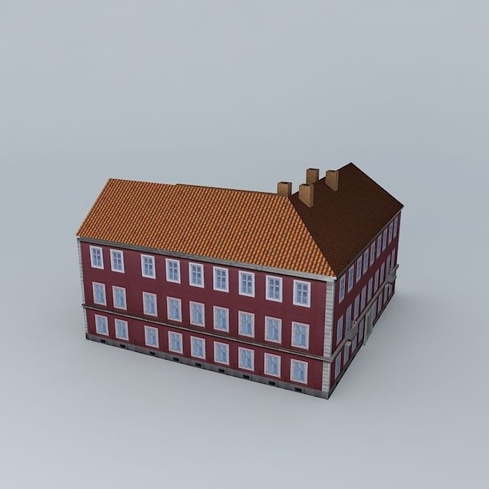 Old Office Building Low-poly 3D model_1