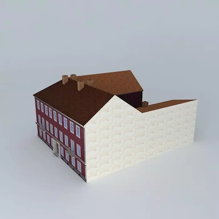 Old Office Building Low-poly 3D model_0