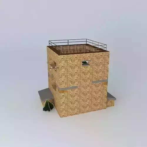 Derelict WWII Brick Bunker Low-poly 3D model