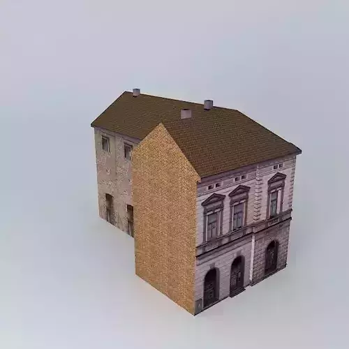 Urban 19th Century Corner House  Low-poly 3D model