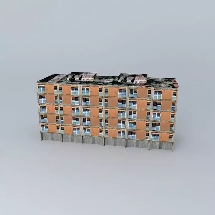 Socialistic building 2 of 3 Low-poly 3D model_0