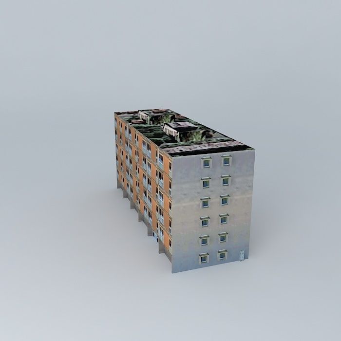 Socialistic building 2 of 3 Low-poly 3D model_1