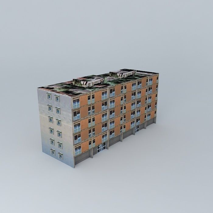 Socialistic building 2 of 3 Low-poly 3D model_2