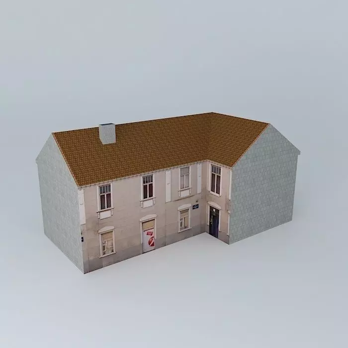 European Old Style House Low-poly 3D model_0