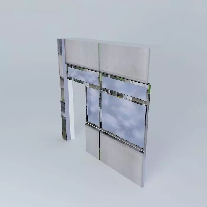 Office Doorway with Window 3D model_0