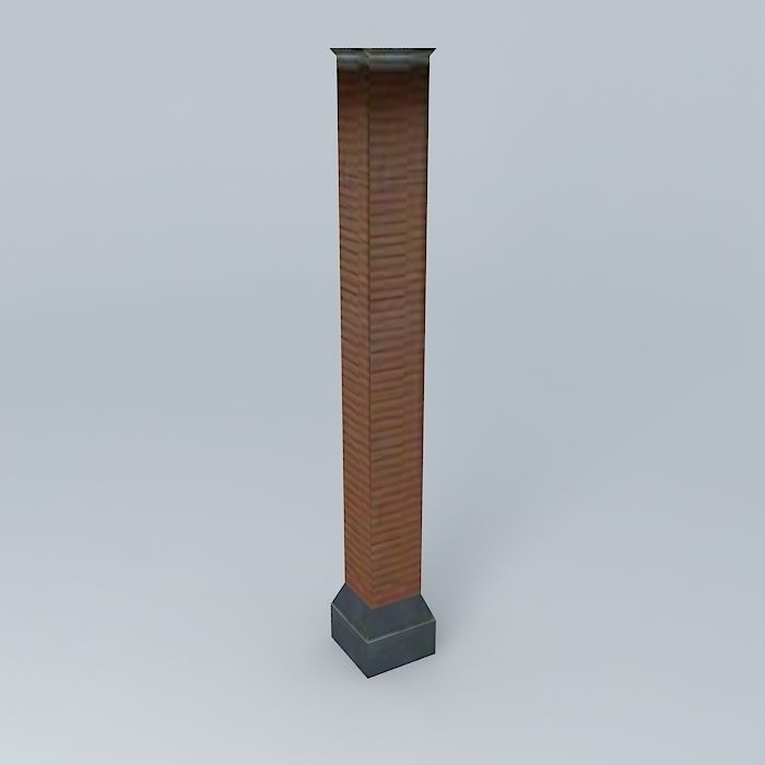 Red Brick Column 3D model_2