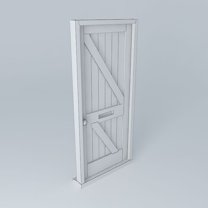 Doors wooden door Free 3D model_4