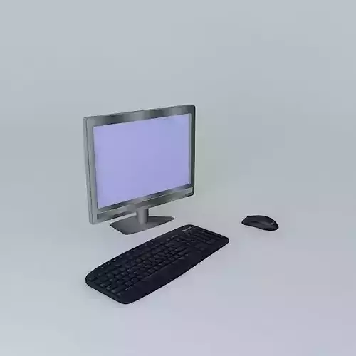 Computer monitor with keyboard and mouse Free 3D model