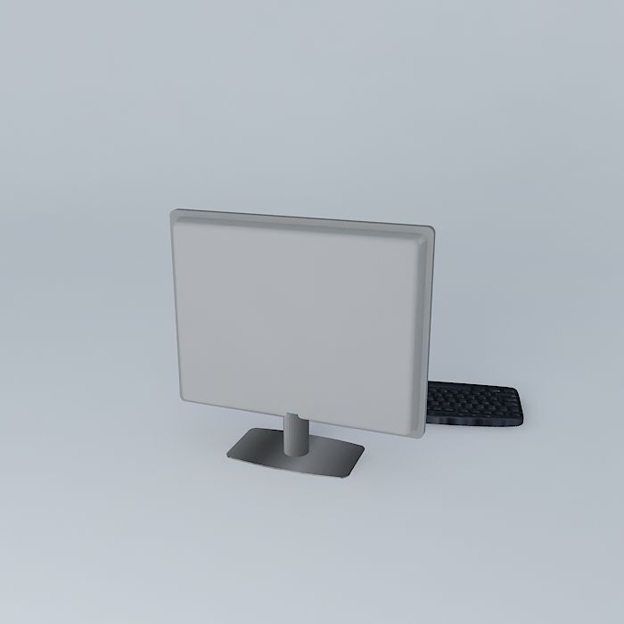 Computer monitor with keyboard and mouse Free 3D model_1