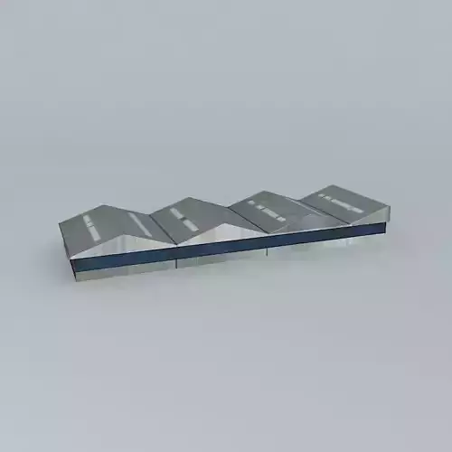 temp set of metal buildings 3D model