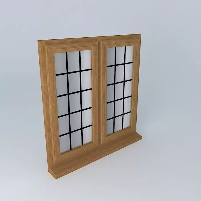 Window wooden Free 3D model_0