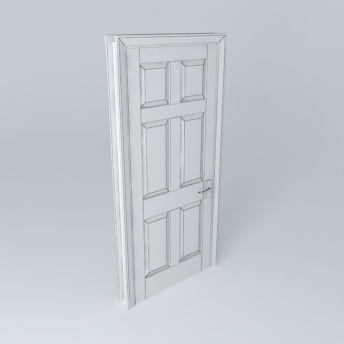 Simple Door Free 3D model_3