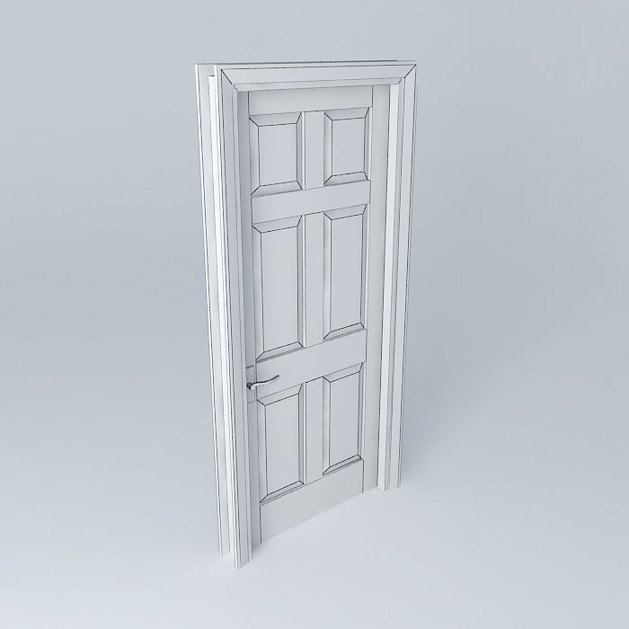 Simple Door Free 3D model_4