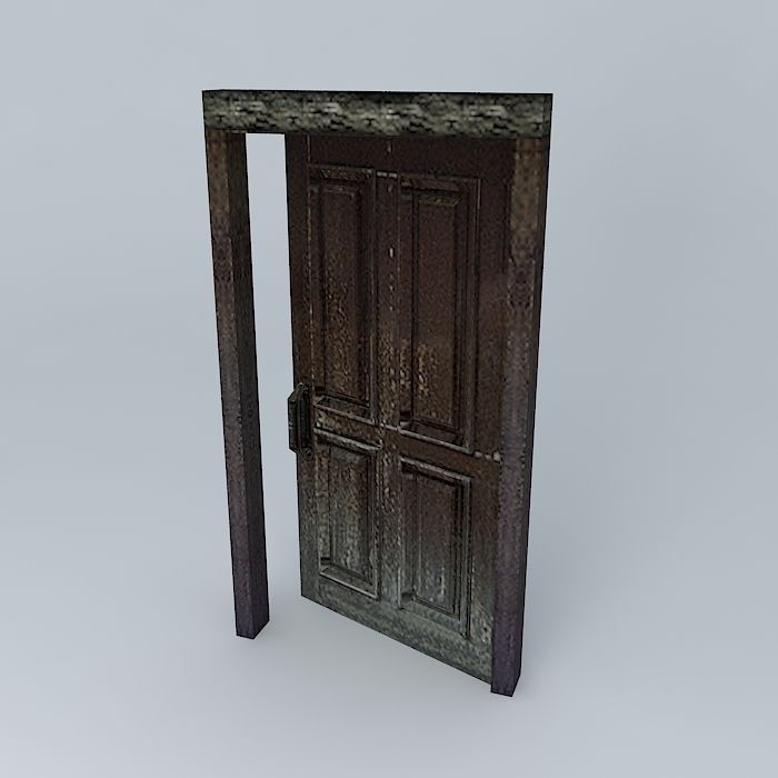 Old Wooden Internal Door 3D model_1