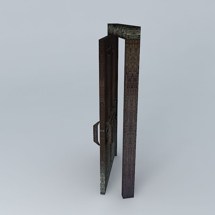 Old Wooden Internal Door 3D model_2