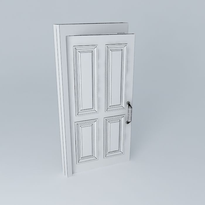 Old Wooden Internal Door 3D model_3