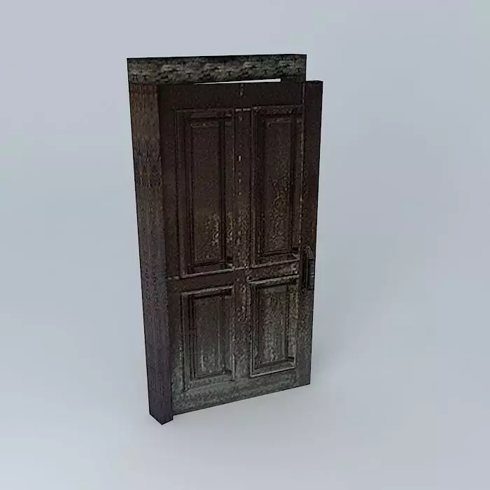 Old Wooden Internal Door 3D model_0