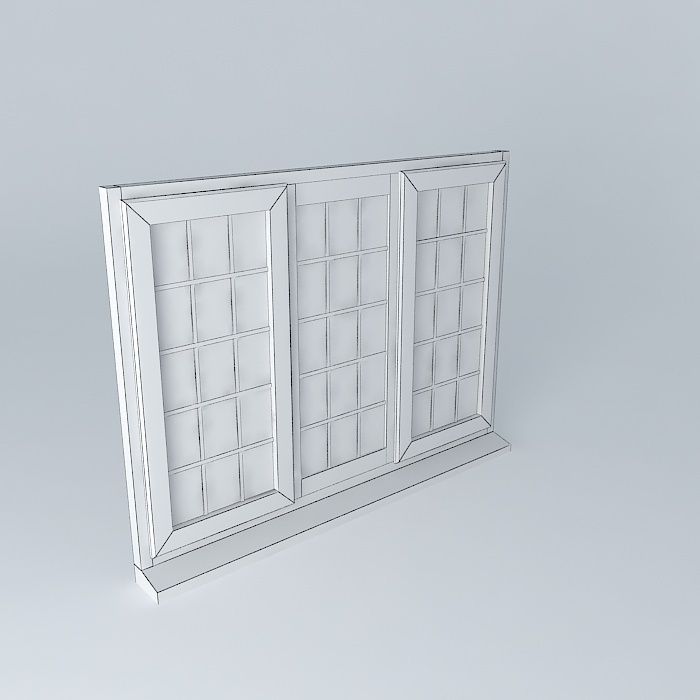 Wide triple window Free 3D model_3