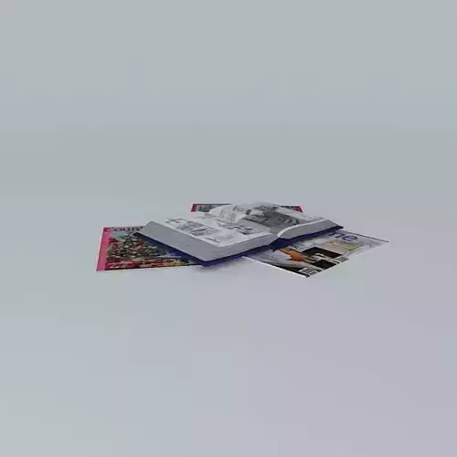 Magazines stack of books on table