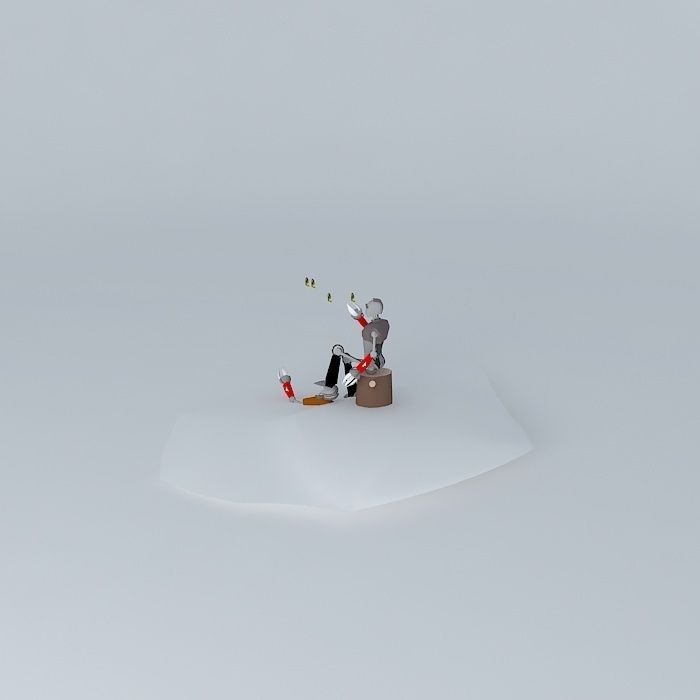 Robot snowman in snow Free 3D model_1