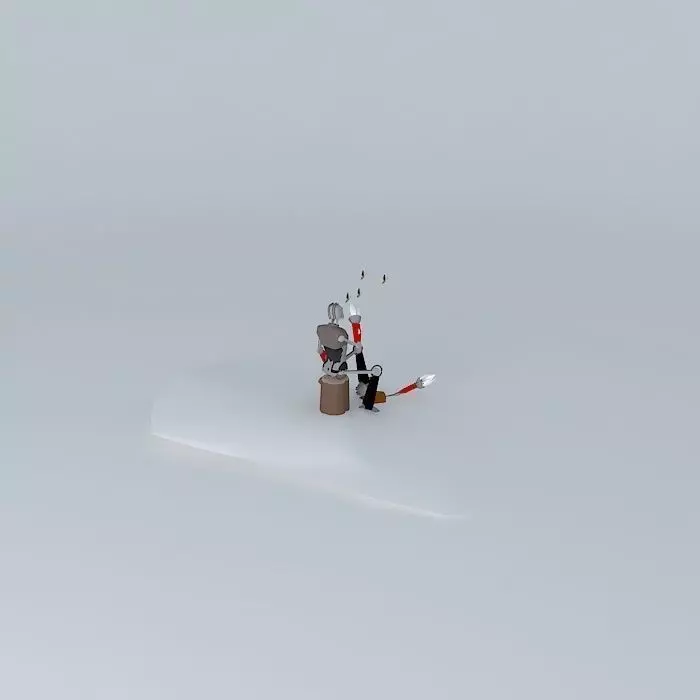 Robot snowman in snow Free 3D model_0