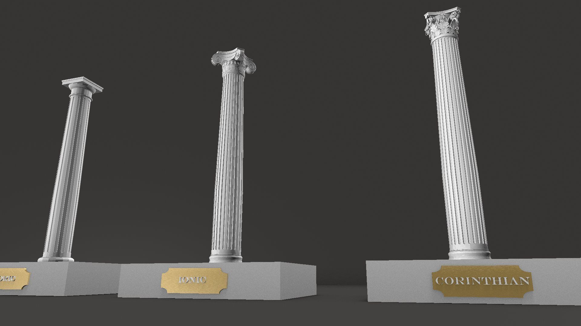 Classical Columns     Doric Ionic Corinthian for educational use 3D print model_1