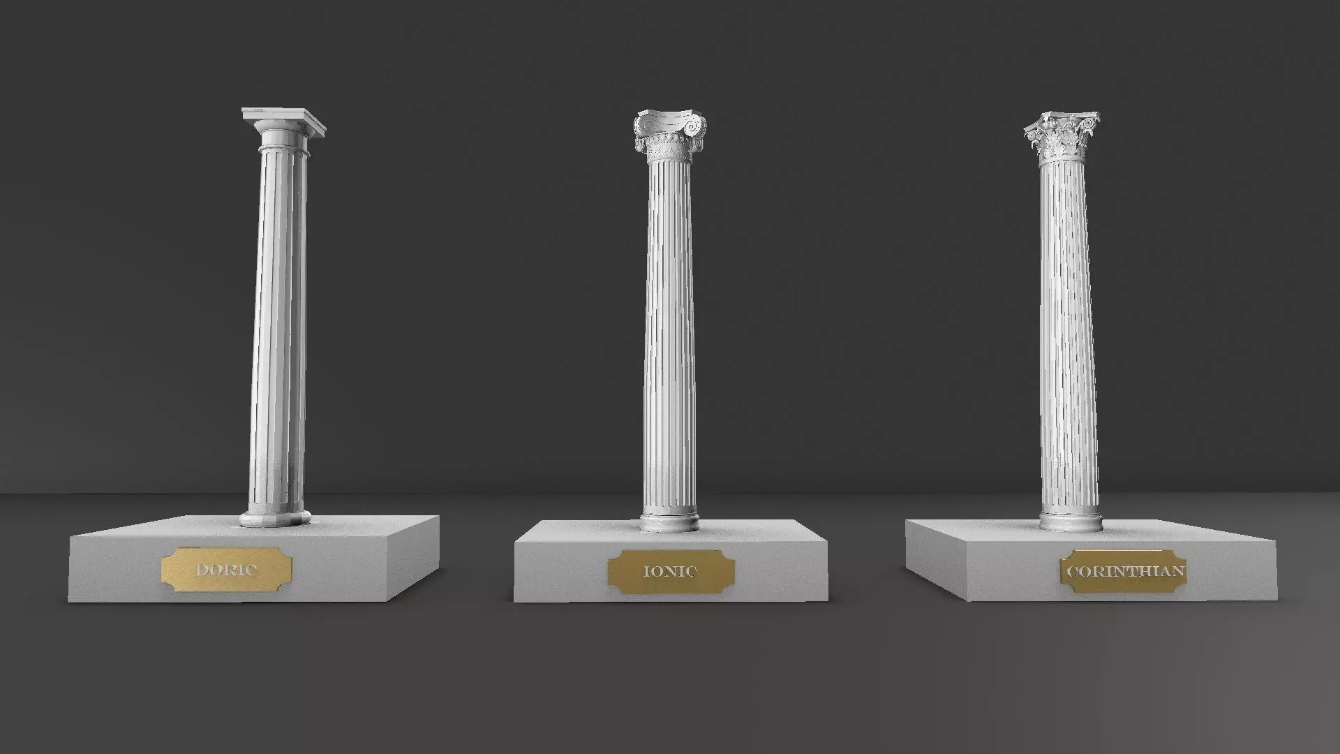 Classical Columns     Doric Ionic Corinthian for educational use 3D print model_0