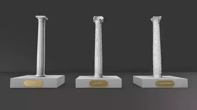 Classical Columns     Doric Ionic Corinthian for educational use 3D print model