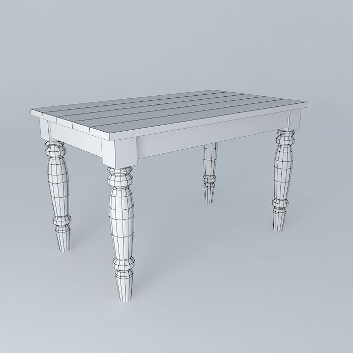 Old wooden table Free 3D model_4