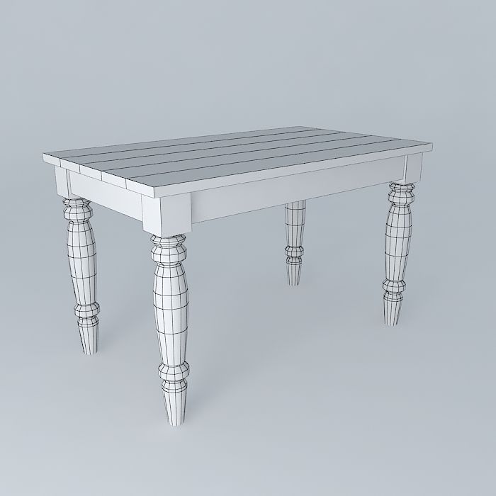 Old wooden table Free 3D model_3