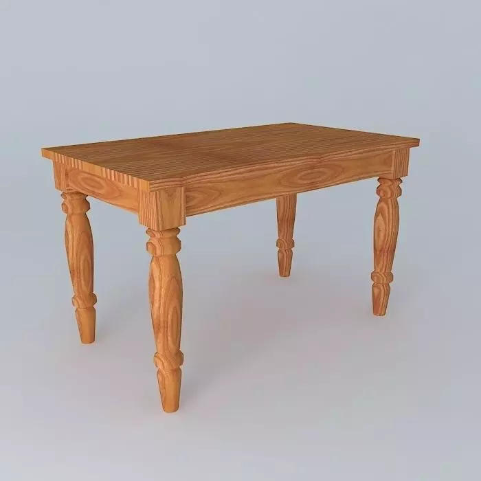 Old wooden table Free 3D model_0