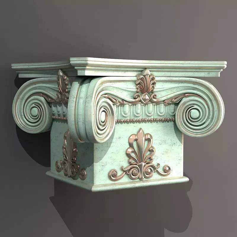 Capital ornate column gold 3D print model_0