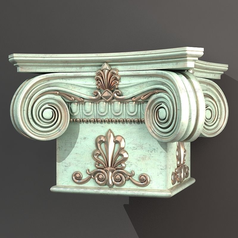 Capital ornate column gold 3D print model_1