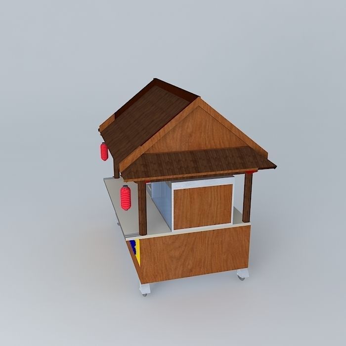 A Taiwanese noodles snack cart with roof Free 3D model_2