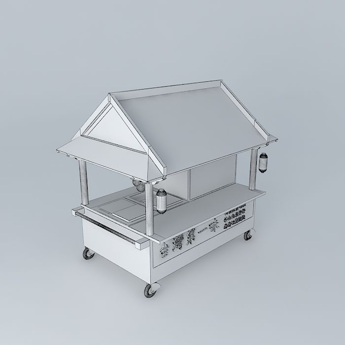A Taiwanese noodles snack cart with roof Free 3D model_3