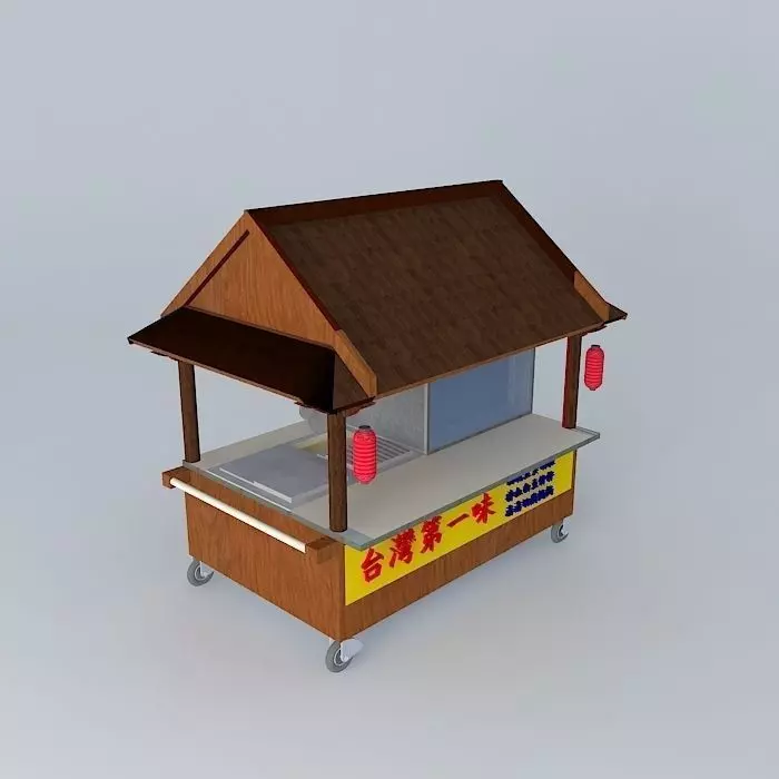 A Taiwanese noodles snack cart with roof Free 3D model_0