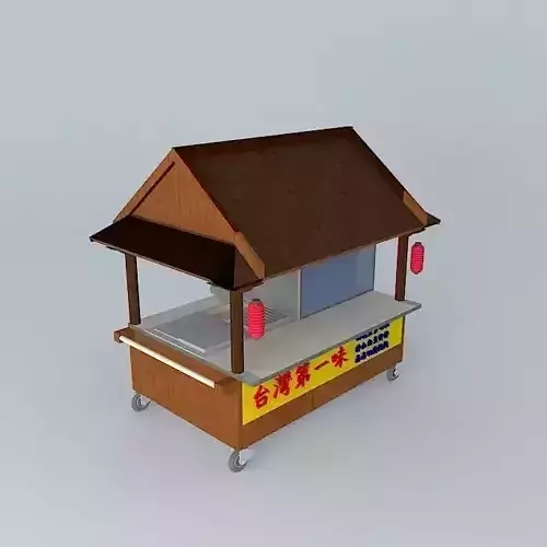 A Taiwanese noodles snack cart with roof Free 3D model