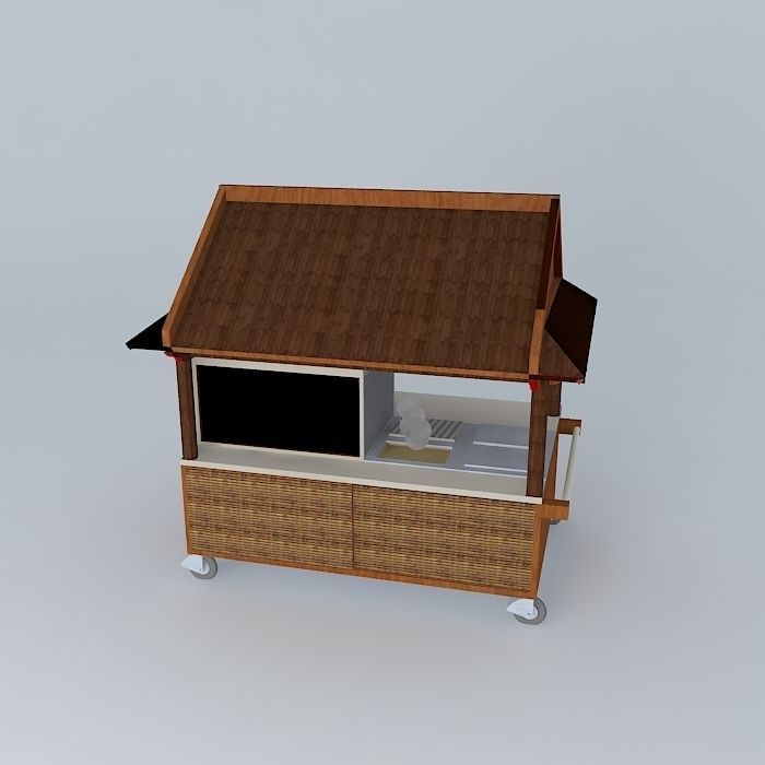 A Taiwanese noodles snack cart with roof Free 3D model_1