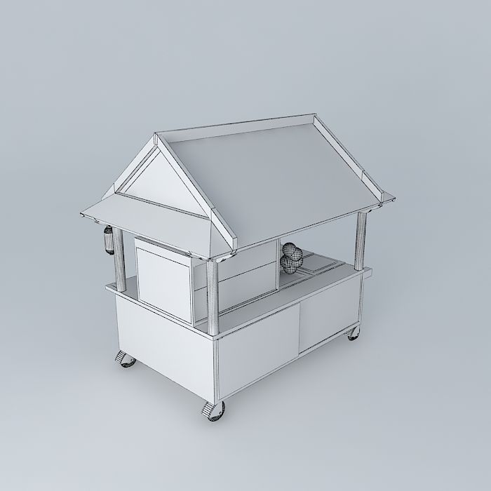 A Taiwanese noodles snack cart with roof Free 3D model_4