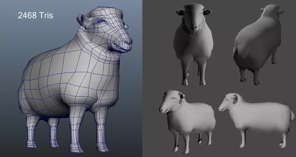 Male Female Sheep AAA Low-poly 3D model