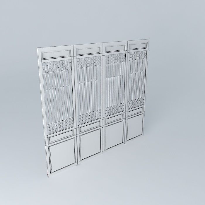 A piece of wooden door in Chinese style. Free 3D model_4